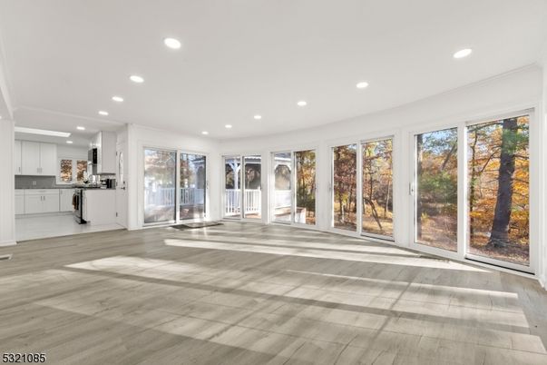 Empty room, Interior, Kitchen, Recessed Lighting, Wood Texture Flooring