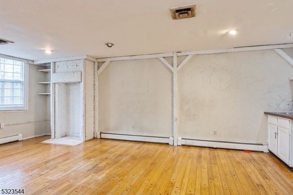 Empty room, Interior, Marble Walls, Recessed Lighting, Wood Texture Flooring
