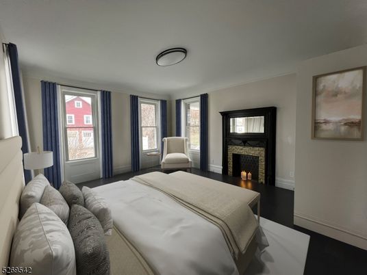 Bedroom, Fireplace, Interior