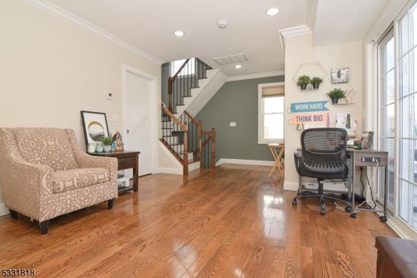Home Office, Interior, Recessed Lighting, Wood Texture Flooring