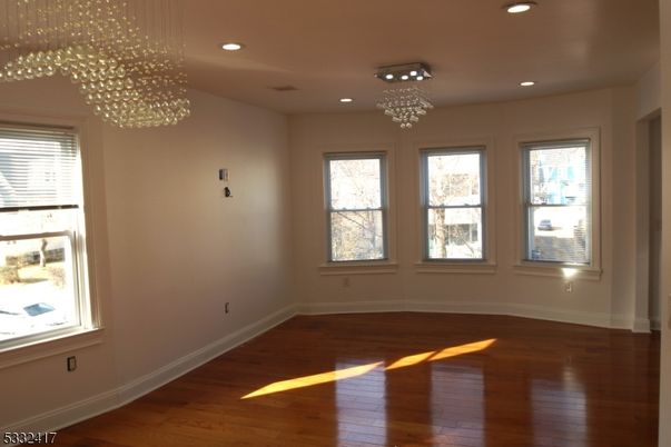 Empty room, Interior, Pendant Lights, Recessed Lighting, Wood Texture Flooring