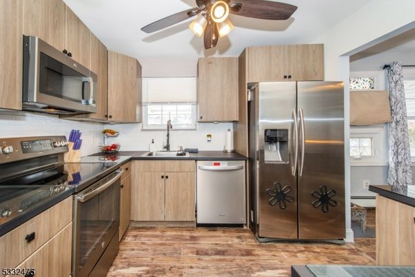Interior, Kitchen, Stainless Steel Appliances, Wood Texture Flooring