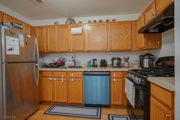 Interior, Kitchen, Stainless Steel Appliances, Wood Texture Flooring