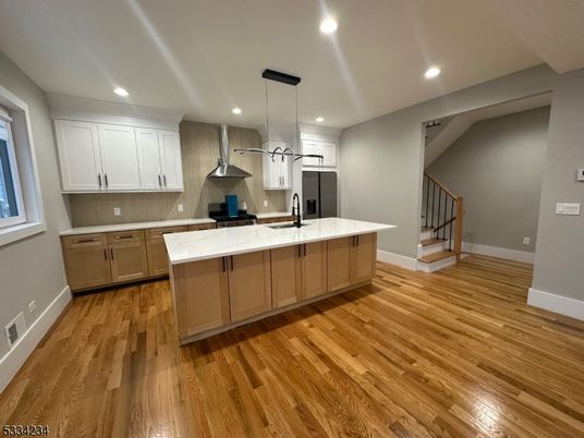 Interior, Kitchen, Pendant Lights, Recessed Lighting, Wood Texture Flooring