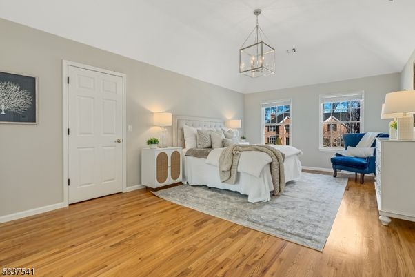 Bedroom, Interior, Pendant Lights, Wood Texture Flooring
