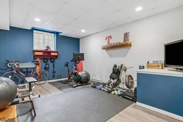 Fitness Equipment, Interior, Recessed Lighting, Wood Texture Flooring