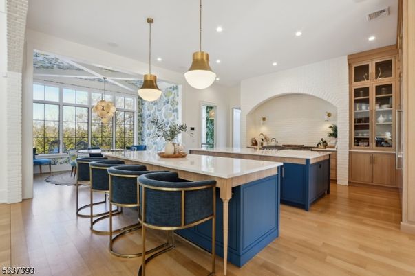 Interior, Kitchen, Pendant Lights, Recessed Lighting, Wood Texture Flooring