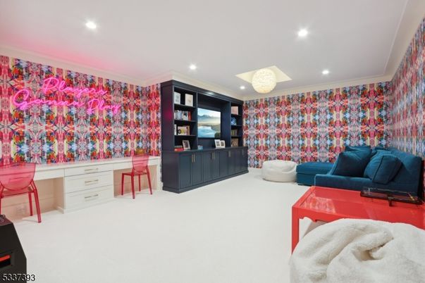 Chandelier, Home Office, Interior, Recessed Lighting