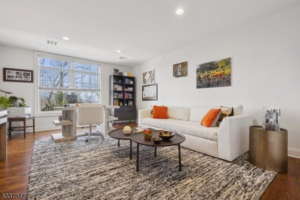 Home Office, Interior, Living room, Recessed Lighting, Wood Texture Flooring