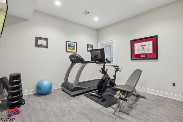 Fitness Equipment, Interior, Recessed Lighting, Wood Texture Flooring