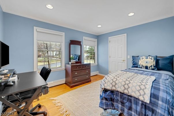 Bedroom, Home Office, Interior, Recessed Lighting, Wood Texture Flooring