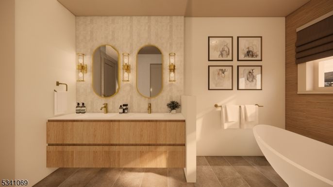 Bathroom, Dual Sink Vanities, Free Standing Baths, Interior