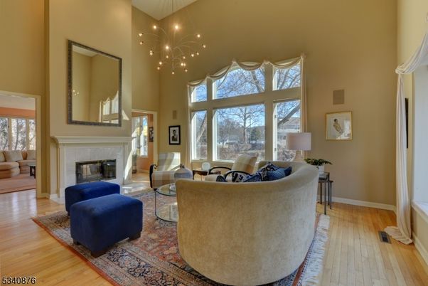 Fireplace, Interior, Living room, Pendant Lights, Wood Texture Flooring
