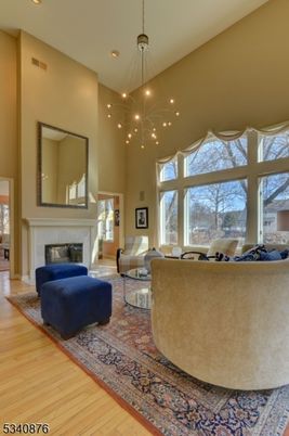 Fireplace, Interior, Living room, Pendant Lights, Recessed Lighting, Wood Texture Flooring