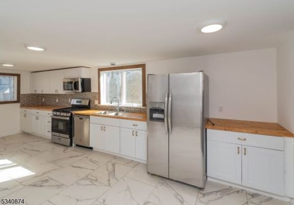 Interior, Kitchen, Marble, Recessed Lighting, Stainless Steel Appliances