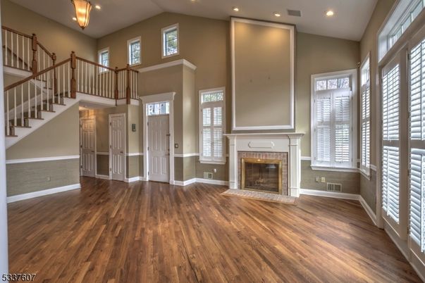 Fireplace, Interior, Recessed Lighting, Wood Texture Flooring