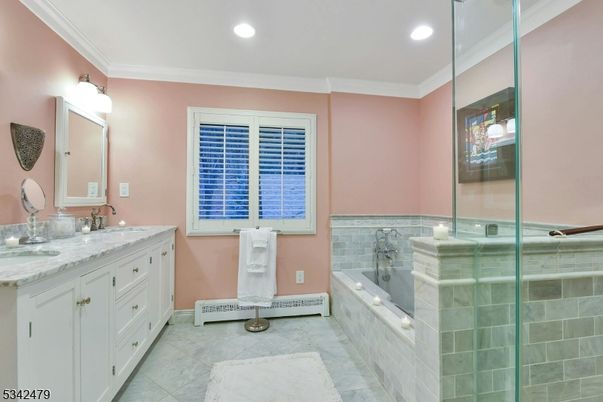 Bathroom, Dual Sink Vanities, Glass Shower, Interior, Recessed Lighting
