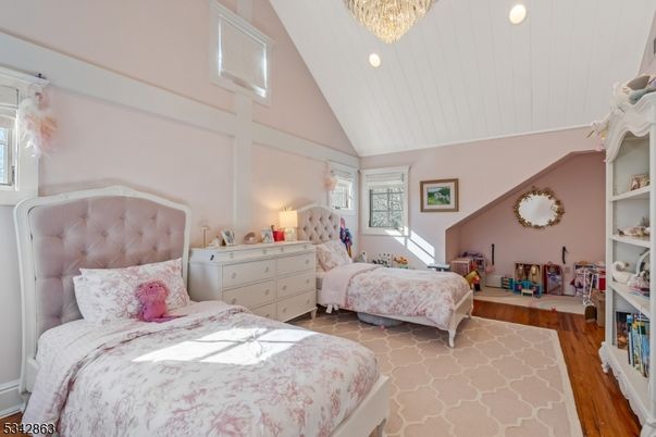 Bedroom, Chandelier, Interior, Wood Texture Flooring