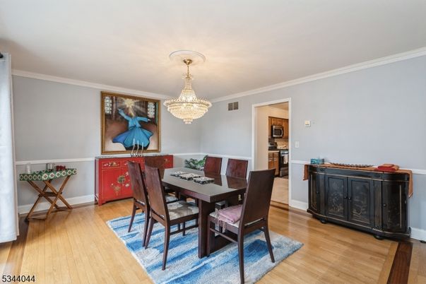 Chandelier, Dining room, Interior, Wood Texture Flooring