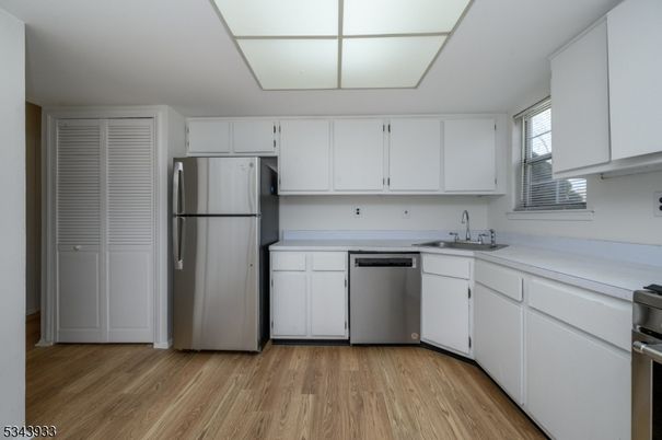 Interior, Kitchen, Stainless Steel Appliances, Wood Texture Flooring