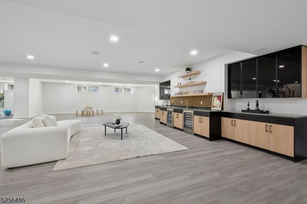 Interior, Kitchen, Living room, Recessed Lighting, Stainless Steel Appliances, Wood Texture Flooring
