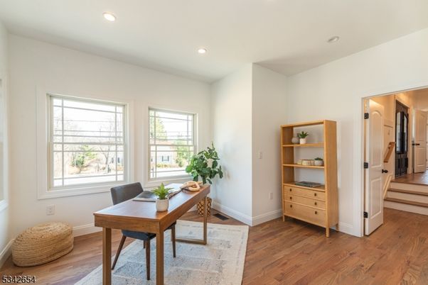 Home Office, Interior, Recessed Lighting, Wood Texture Flooring