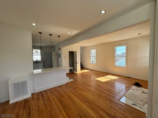 Interior, Kitchen, Pendant Lights, Recessed Lighting, Wood Texture Flooring