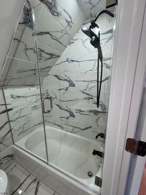 Bathroom, Glass Shower, Interior, Marble Walls