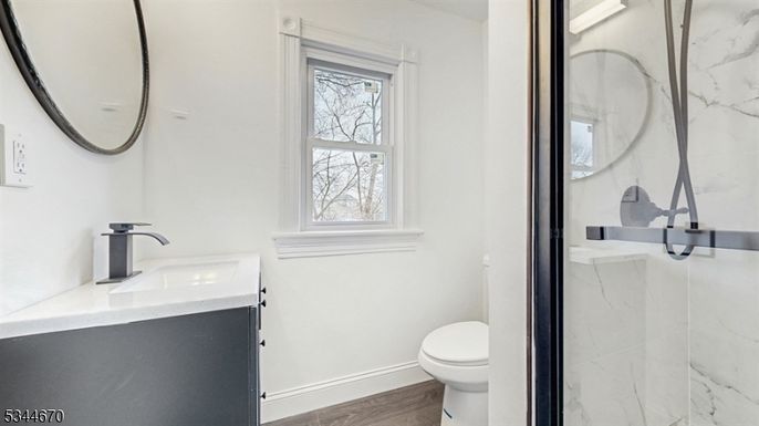 Bathroom, Interior, Marble Walls, Wood Texture Flooring