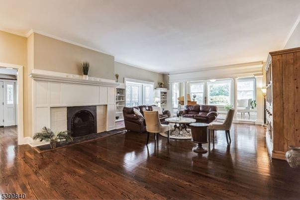 Dining room, Fireplace, Interior, Living room, Wood Texture Flooring