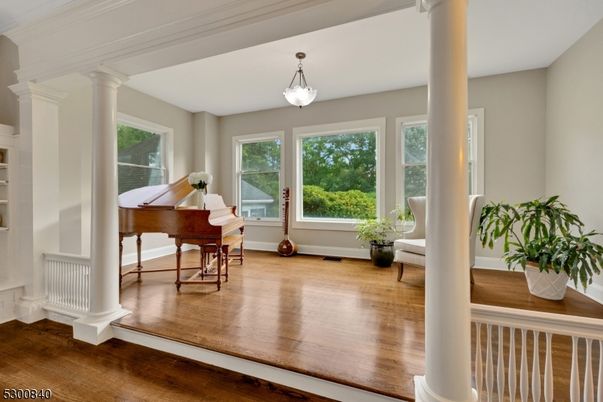 Interior, Pendant Lights, Piano, Wood Texture Flooring