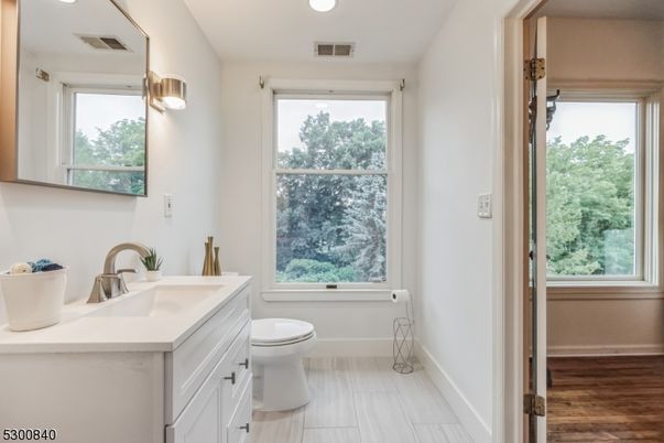 Bathroom, Interior, Recessed Lighting, Wood Texture Flooring