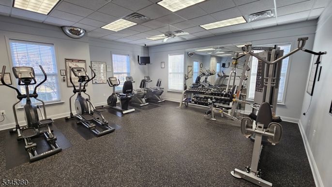 Fitness Equipment, Gym, Interior, Recessed Lighting