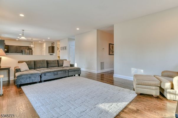 Interior, Kitchen, Living room, Pendant Lights, Recessed Lighting, Stainless Steel Appliances, Wood Texture Flooring