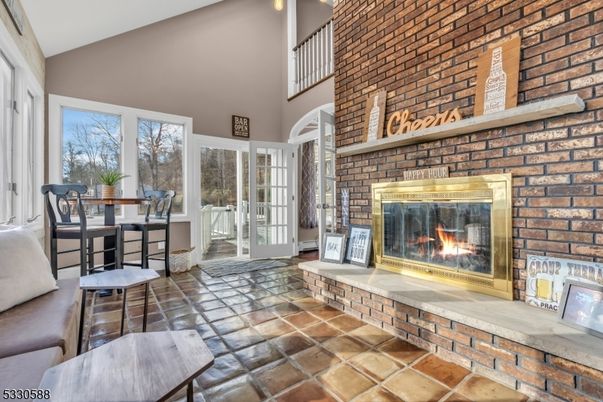 Dining room, Fireplace, Interior, Stone Walls