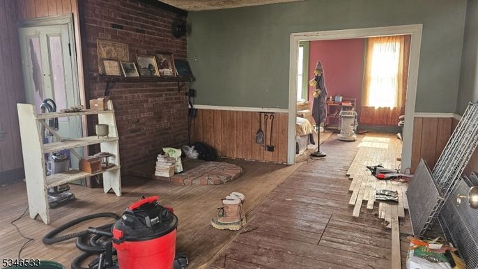 Interior, Stone Walls, Wood Texture Flooring