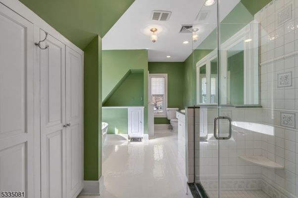 Bathroom, Glass Shower, Interior, Recessed Lighting