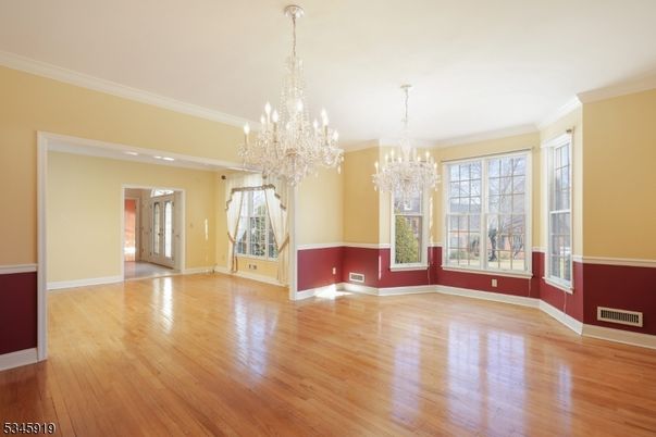 Chandelier, Empty room, Interior, Wood Texture Flooring