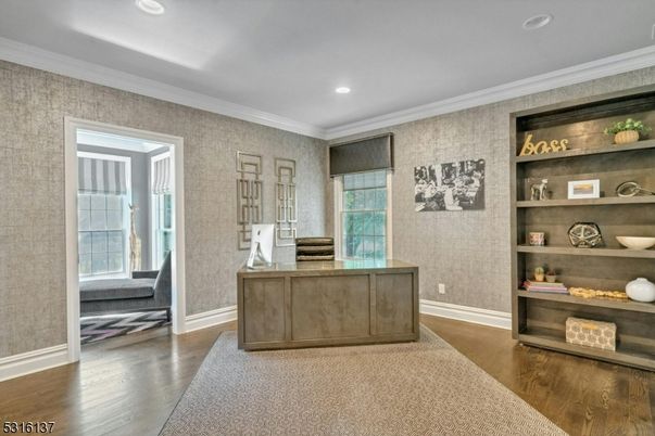 Home Office, Interior, Recessed Lighting, Wood Texture Flooring