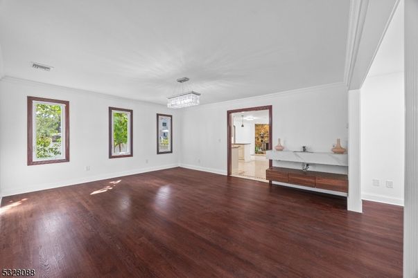 Chandelier, Empty room, Interior, Wood Texture Flooring