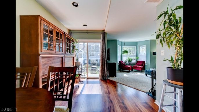 Dining room, Interior, Living room, Recessed Lighting, Wood Texture Flooring