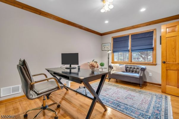 Home Office, Interior, Recessed Lighting, Wood Texture Flooring