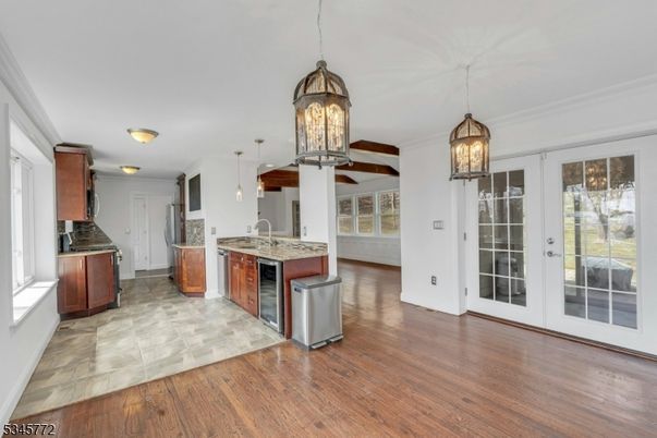 Interior, Kitchen, Pendant Lights, Wood Texture Flooring
