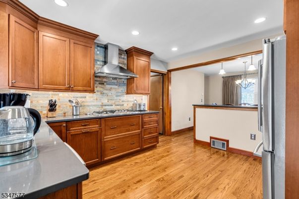 Interior, Kitchen, Pendant Lights, Recessed Lighting, Wood Texture Flooring
