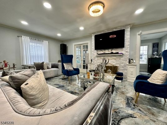 Fireplace, Interior, Living room, Recessed Lighting, Stone Walls