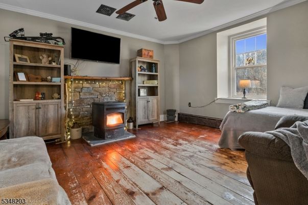 Bedroom, Fireplace, Interior, Wood Texture Flooring
