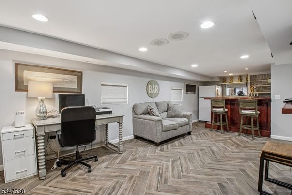 Home Office, Interior, Recessed Lighting, Wood Texture Flooring