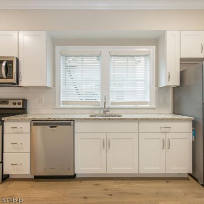 Interior, Kitchen, Stainless Steel Appliances, Wood Texture Flooring