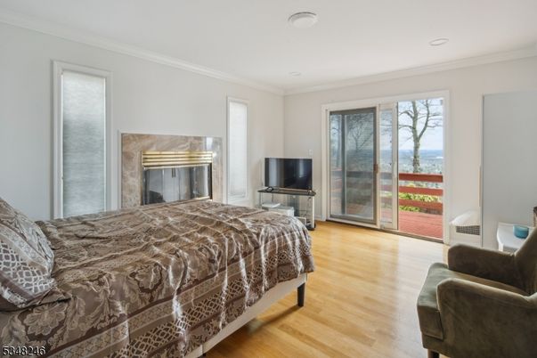Bedroom, Fireplace, Interior, Wood Texture Flooring