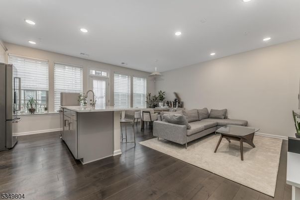 Interior, Kitchen, Living room, Pendant Lights, Recessed Lighting, Wood Texture Flooring